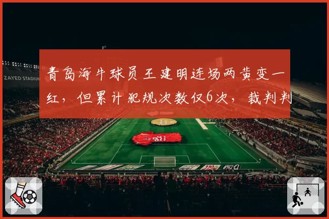 青岛海牛球员王建明连场两黄变一红，但累计犯规次数仅6次，裁判判罚过度引发数据质疑